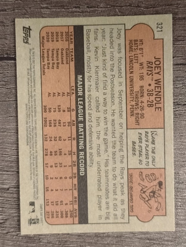2021 Topps Heritage #321 Joey Wendle