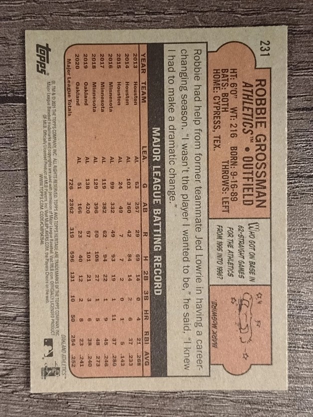 2021 Topps Heritage #231 Robbie Grossman