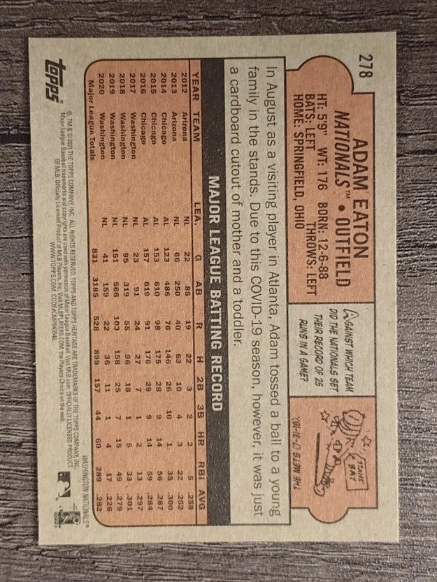 2021 Topps Heritage #278 Adam Eaton