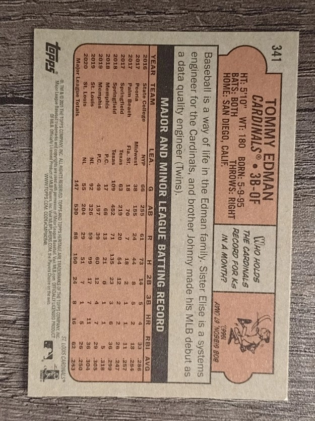2021 Topps Heritage #341 Tommy Edman