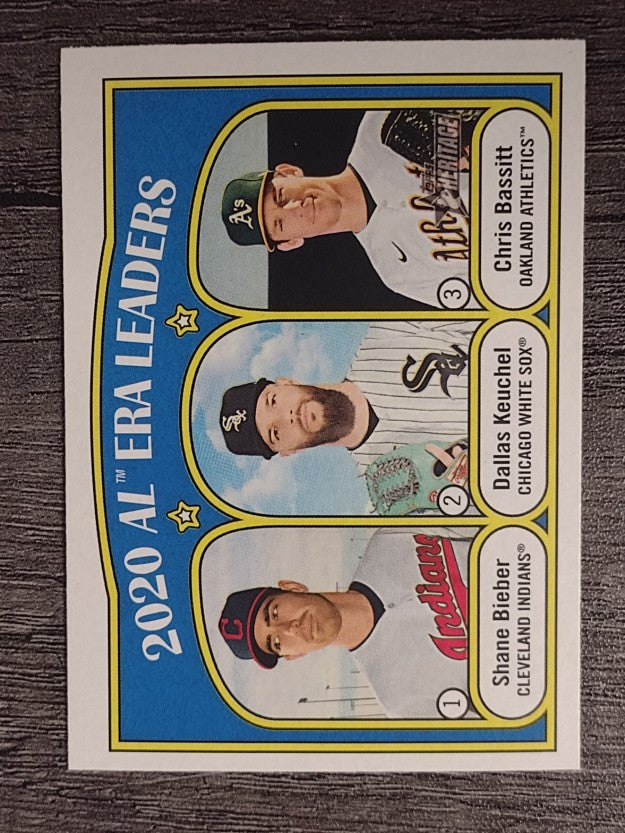 2021 Topps Heritage #92 Chris Bassitt/Dallas Keuchel/Shane Bieber LL