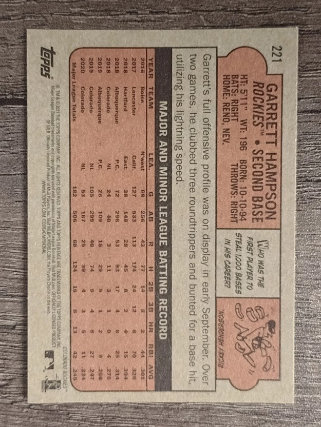 2021 Topps Heritage #221 Garrett Hampson