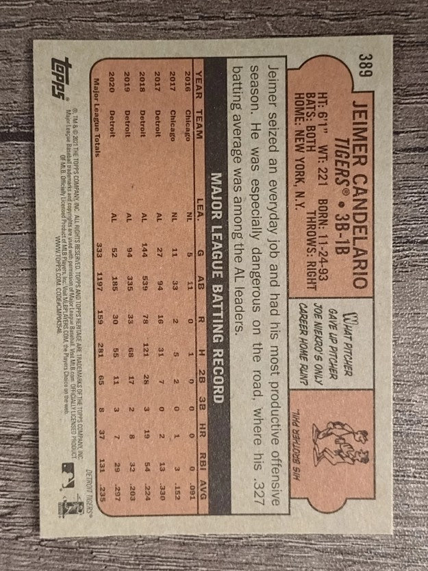 2021 Topps Heritage #389 Jeimer Candelario