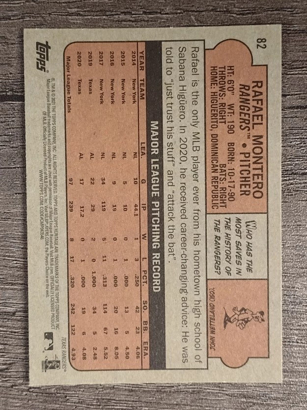 2021 Topps Heritage #82 Rafael Montero
