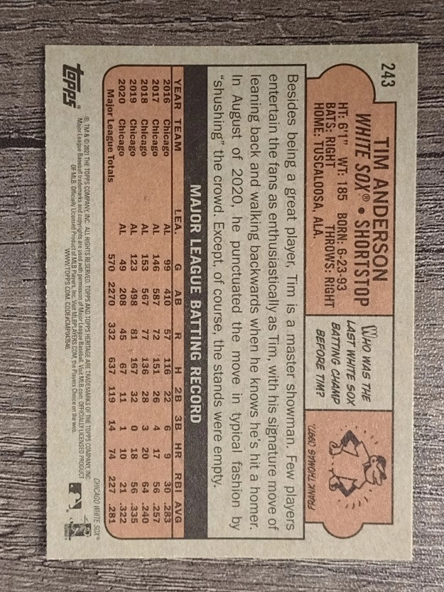 2021 Topps Heritage #243 Tim Anderson