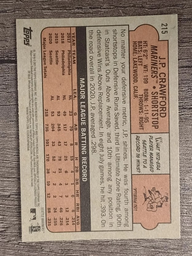 2021 Topps Heritage #215 J.P. Crawford