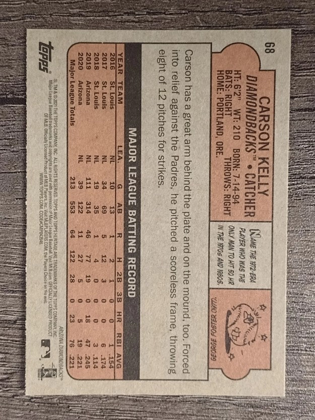 2021 Topps Heritage #68 Carson Kelly