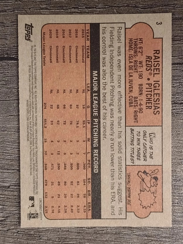 2021 Topps Heritage #3 Raisel Iglesias