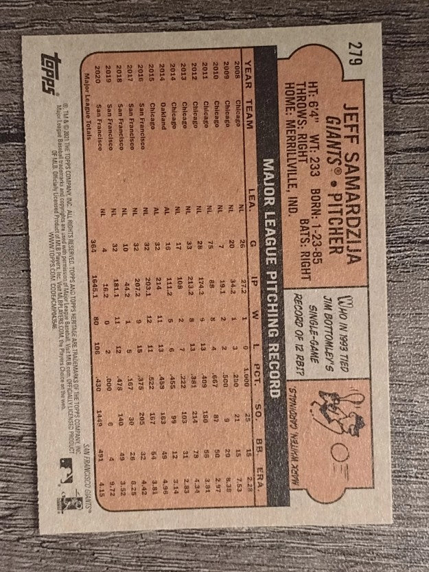2021 Topps Heritage #279 Jeff Samardzija