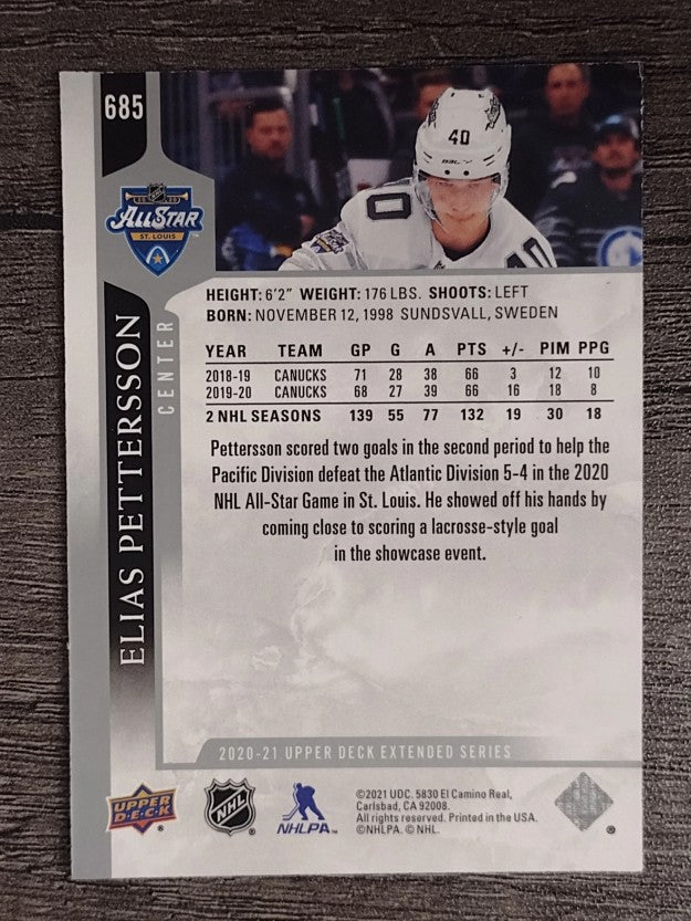 2020-21 Upper Deck #685 Elias Pettersson AS