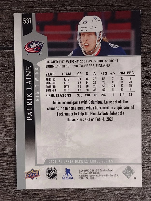 2020-21 Upper Deck #537 Patrik Laine