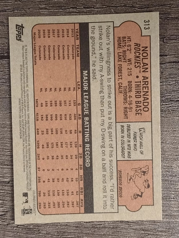 2021 Topps Heritage #313 Nolan Arenado