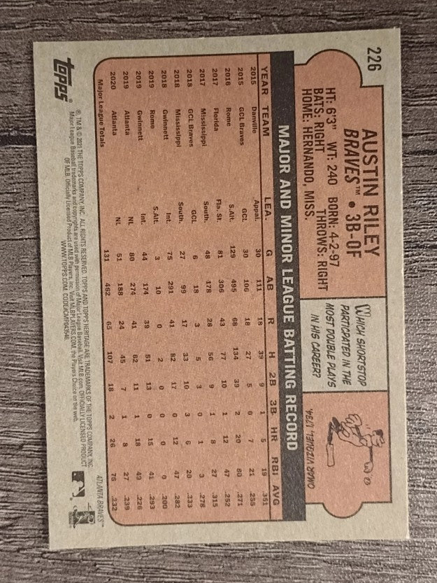 2021 Topps Heritage #226 Austin Riley