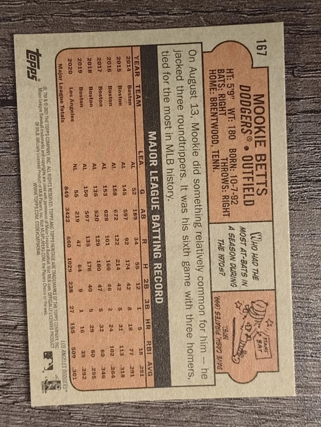 2021 Topps Heritage #167 Mookie Betts