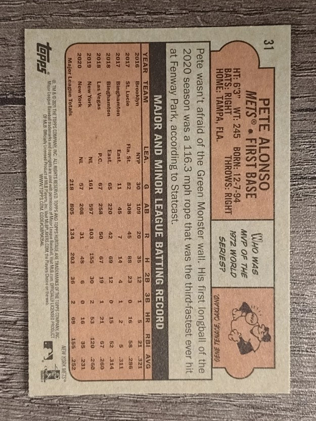 2021 Topps Heritage #31 Pete Alonso