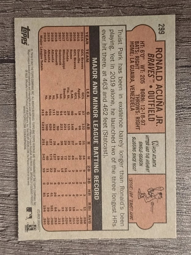 2021 Topps Heritage #299 Ronald Acuna Jr.