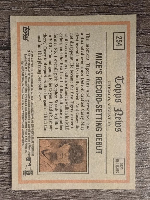 2021 Topps Heritage #254 Casey Mize IA