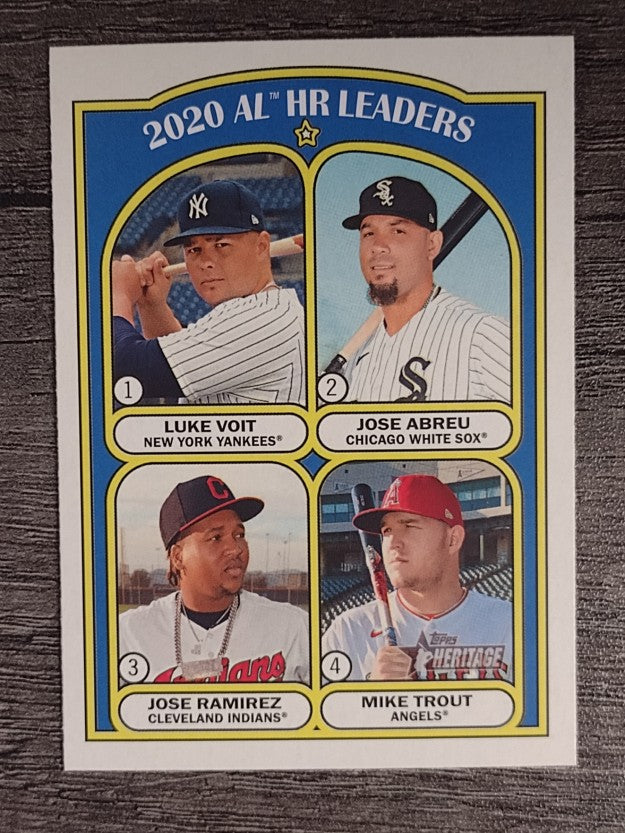2021 Topps Heritage #90 Mike Trout/Jose Abreu/Jose Ramirez/Luke Voit LL