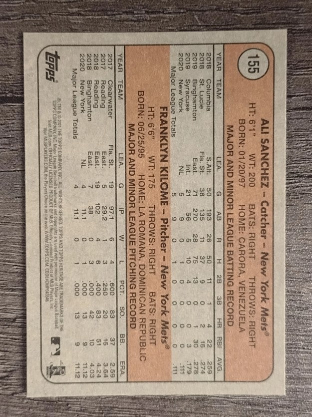 2021 Topps Heritage #155 Ali Sanchez RC/Franklyn Kilome RC