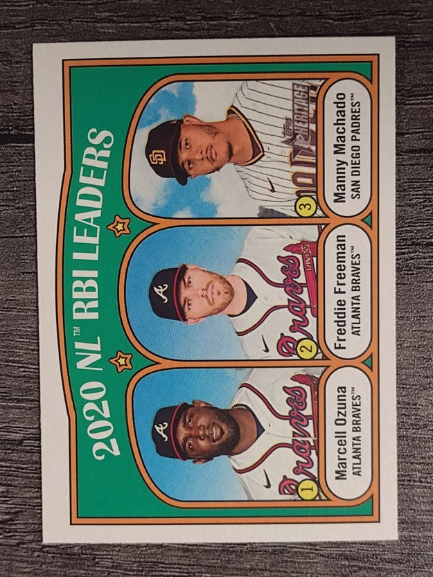2021 Topps Heritage #87 Manny Machado/Marcell Ozuna/Freddie Freeman LL