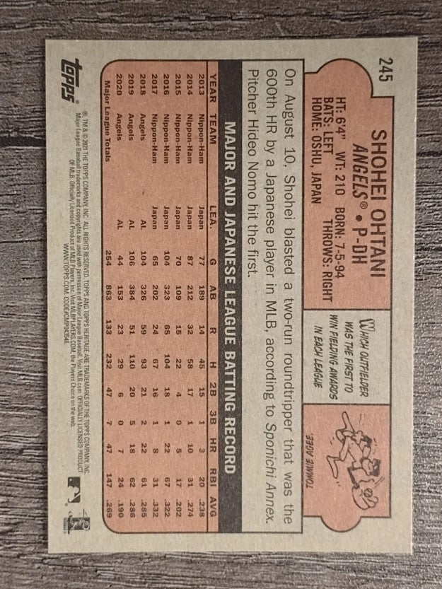 2021 Topps Heritage #245 Shohei Ohtani
