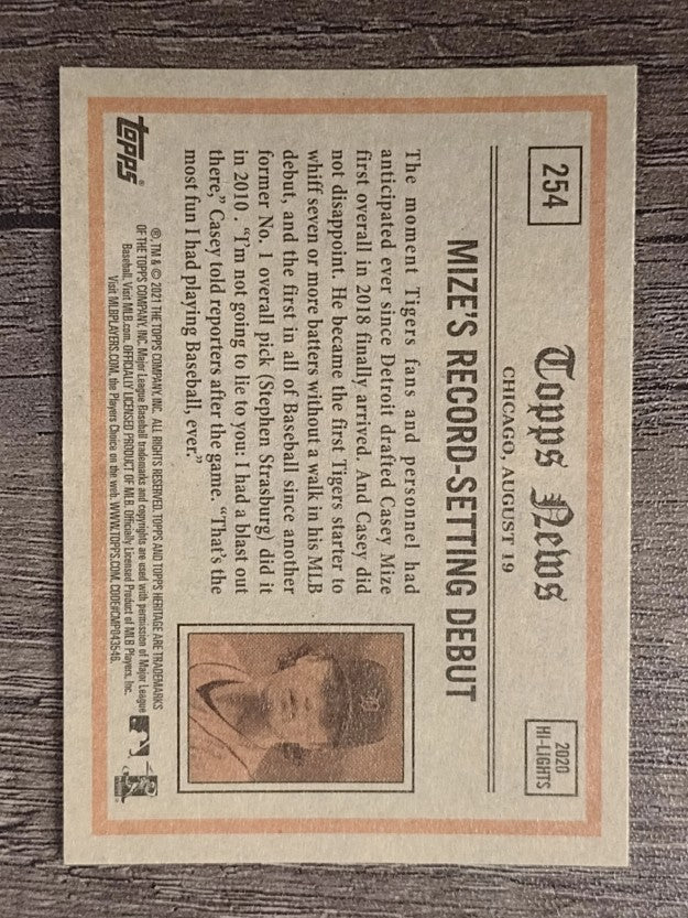 2021 Topps Heritage #254 Casey Mize IA
