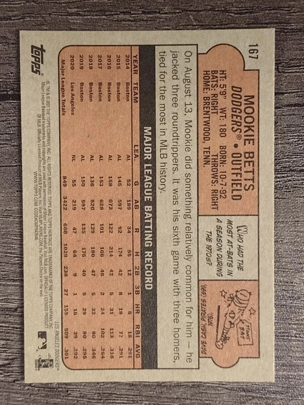 2021 Topps Heritage #167 Mookie Betts