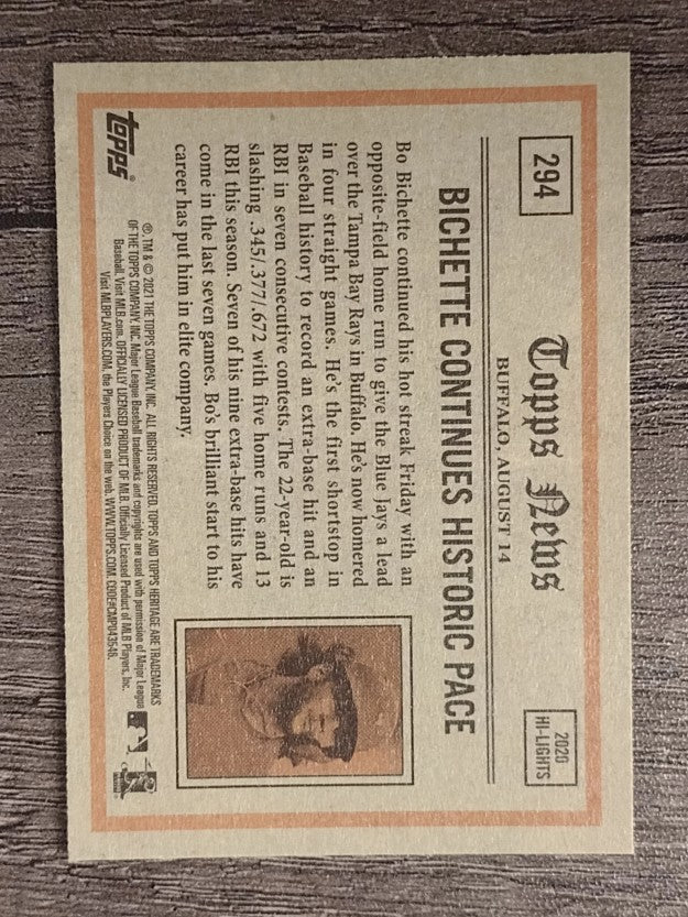 2021 Topps Heritage #294 Bo Bichette IA
