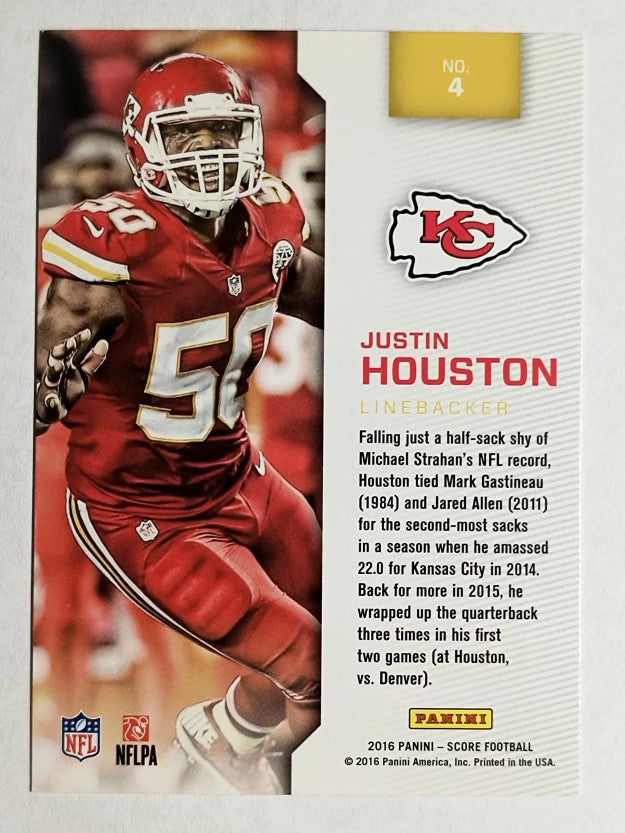 2016 Score Sack Attack Red #4 Justin Houston