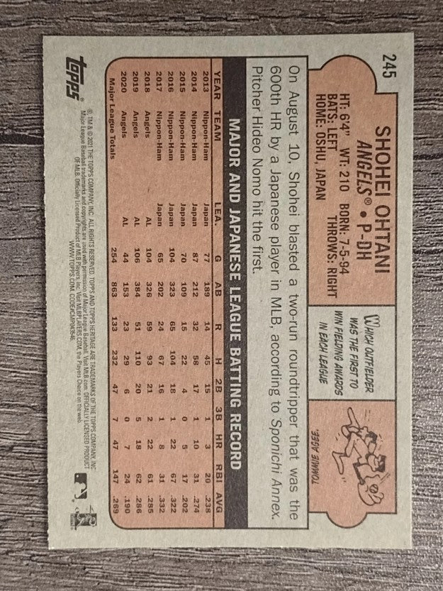 2021 Topps Heritage #245 Shohei Ohtani
