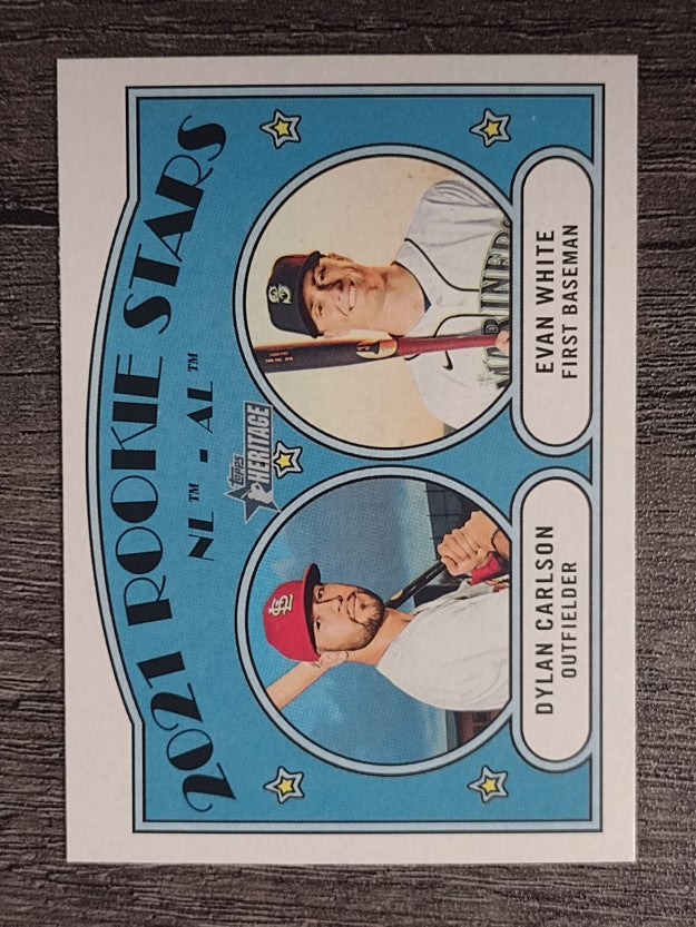 2021 Topps Heritage #295 Dylan Carlson RC/Evan White RC