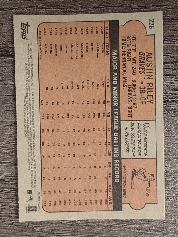 2021 Topps Heritage #226 Austin Riley