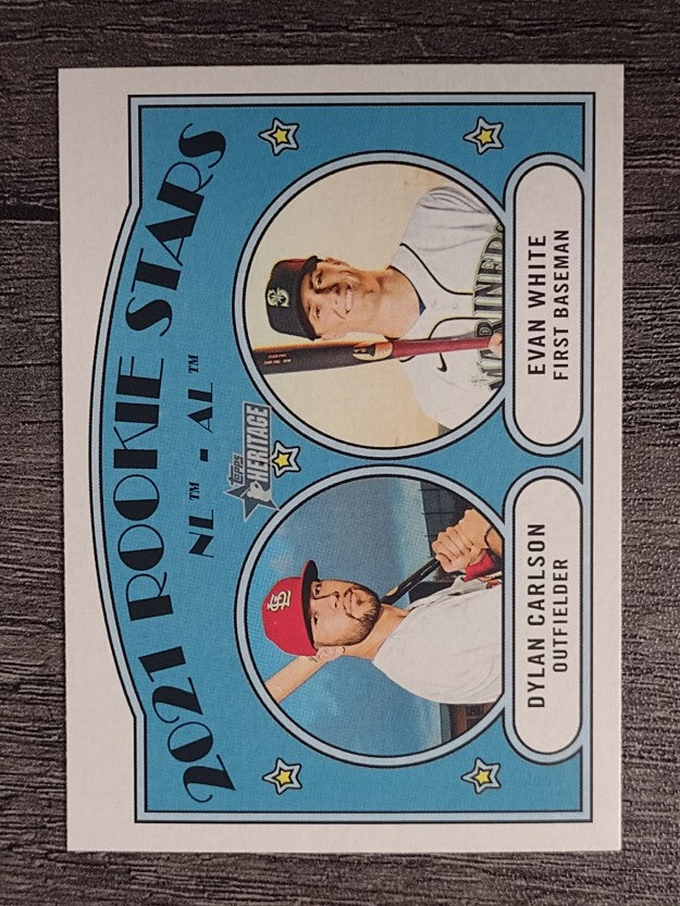 2021 Topps Heritage #295 Dylan Carlson RC/Evan White RC