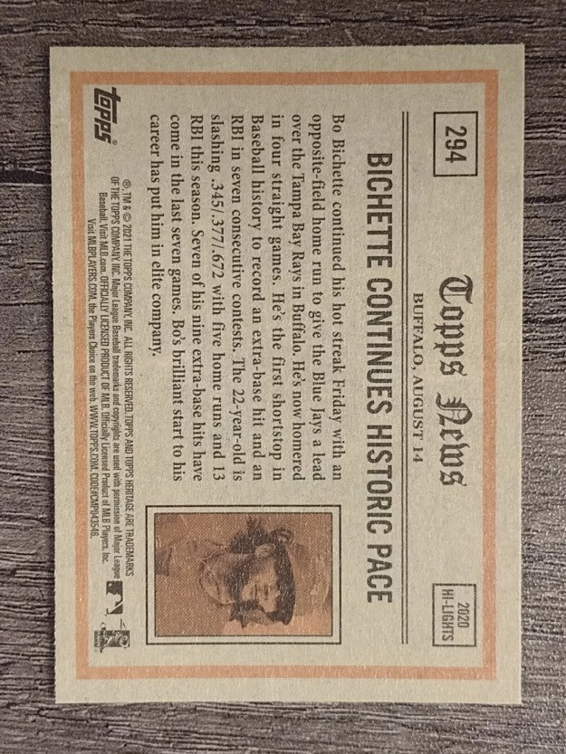 2021 Topps Heritage #294 Bo Bichette IA