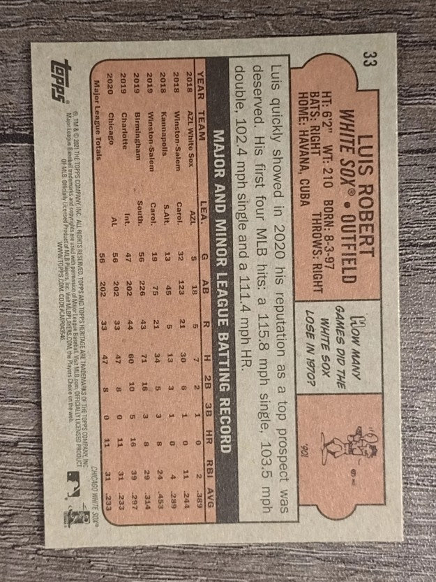 2021 Topps Heritage #33 Luis Robert