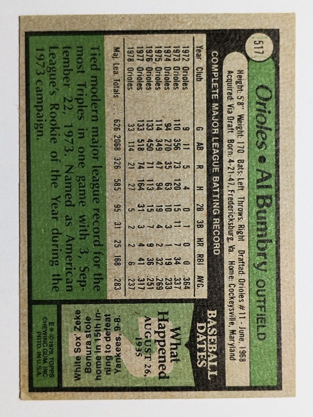 1979 Topps #517 Al Bumbry (VGEX)