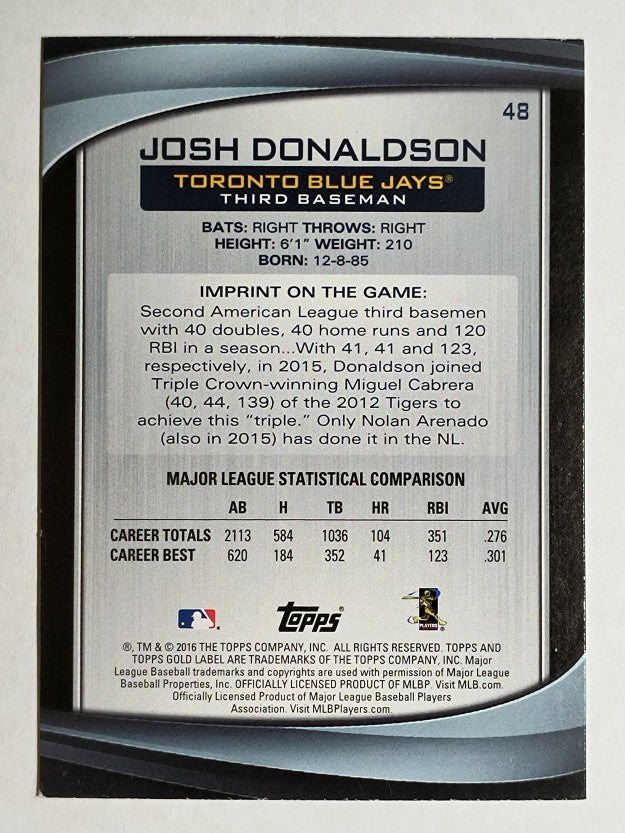 2016 Topps Gold Label Class 2 #48 Josh Donaldson
