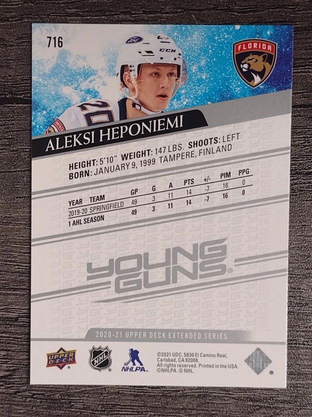 2020-21 Upper Deck #716 Aleksi Heponiemi YG RC