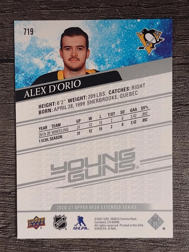 2020-21 Upper Deck #719 Alex D'Orio YG RC
