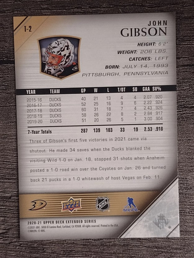 2020-21 Upper Deck '05-06 Upper Deck Tribute #T2 John Gibson