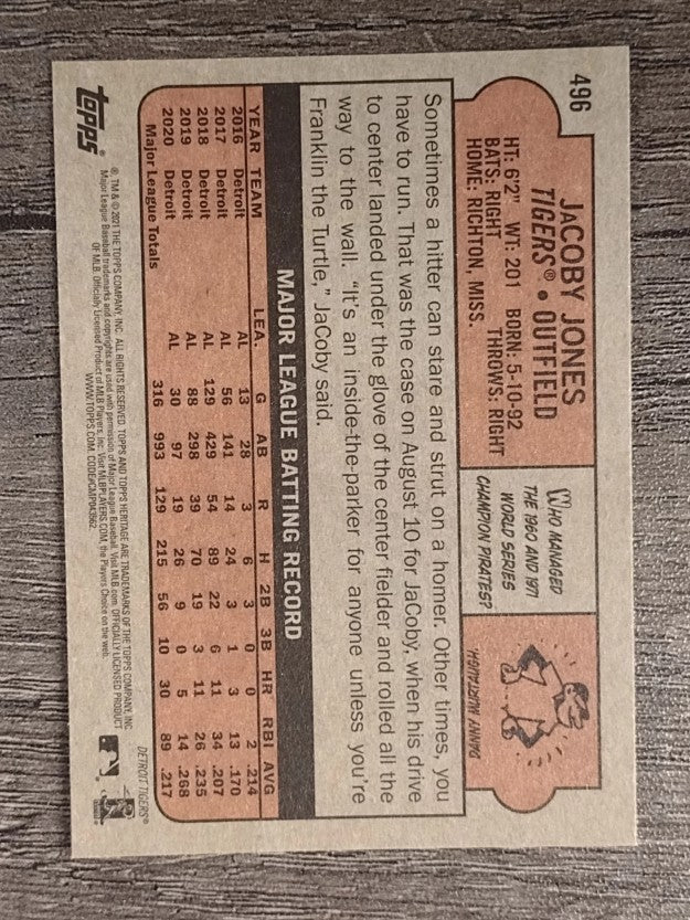 2021 Topps Heritage #496 JaCoby Jones SP