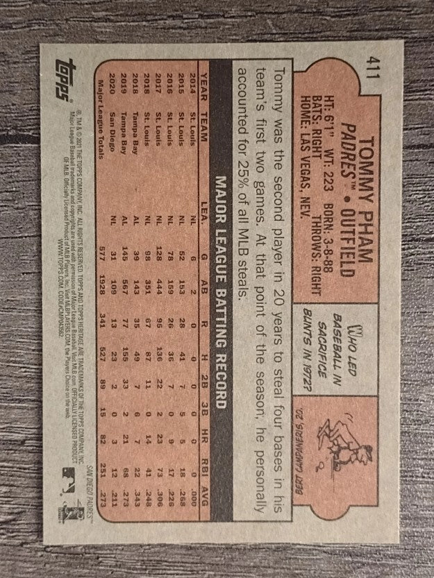 2021 Topps Heritage #411 Tommy Pham SP