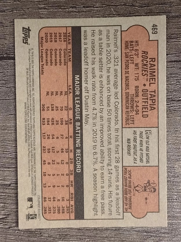 2021 Topps Heritage #469 Raimel Tapia SP