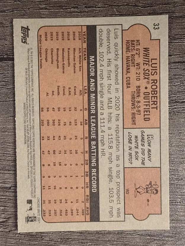 2021 Topps Heritage #33 Luis Robert