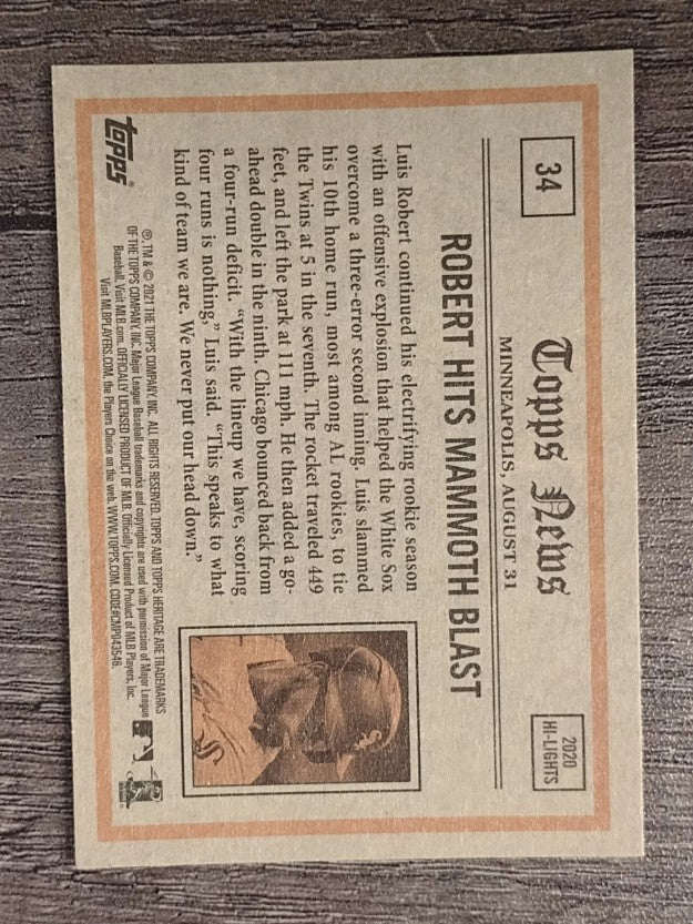 2021 Topps Heritage #34 Luis Robert IA