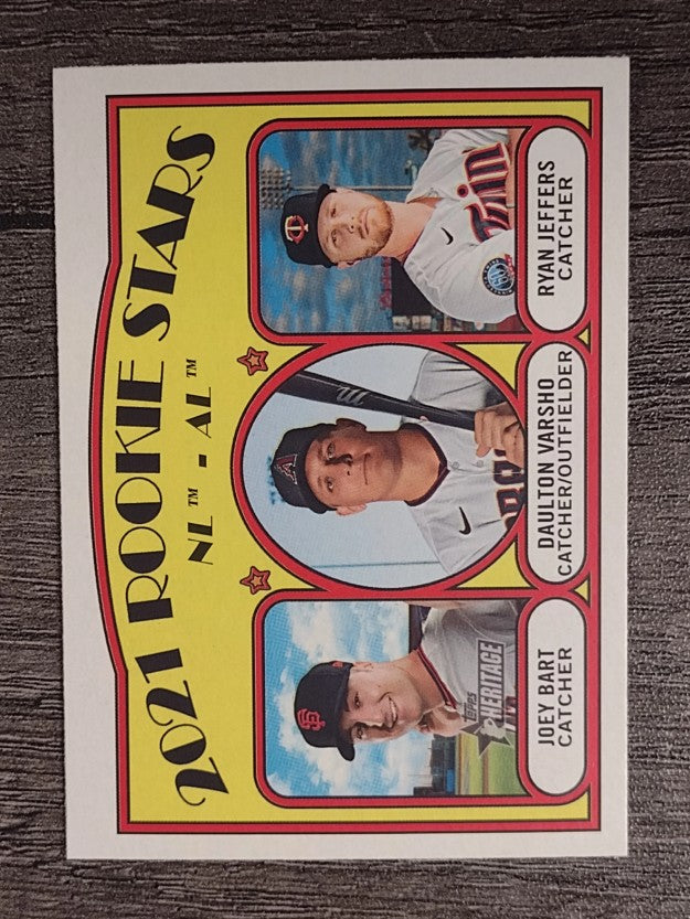 2021 Topps Heritage #49 Ryan Jeffers RC/Joey Bart RC/Daulton Varsho RC