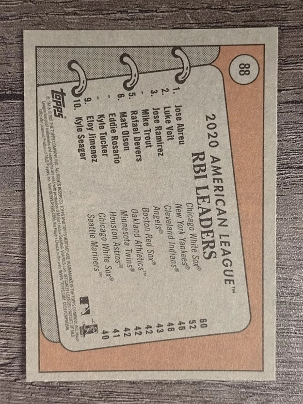 2021 Topps Heritage #88 Luke Voit/Jose Ramirez/Mike Trout/Jose Abreu LL