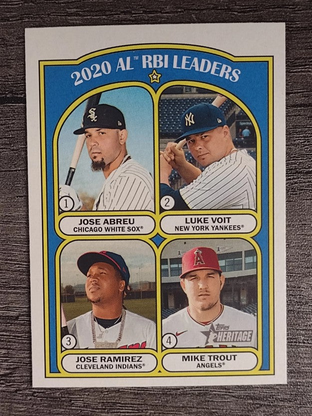 2021 Topps Heritage #88 Luke Voit/Jose Ramirez/Mike Trout/Jose Abreu LL