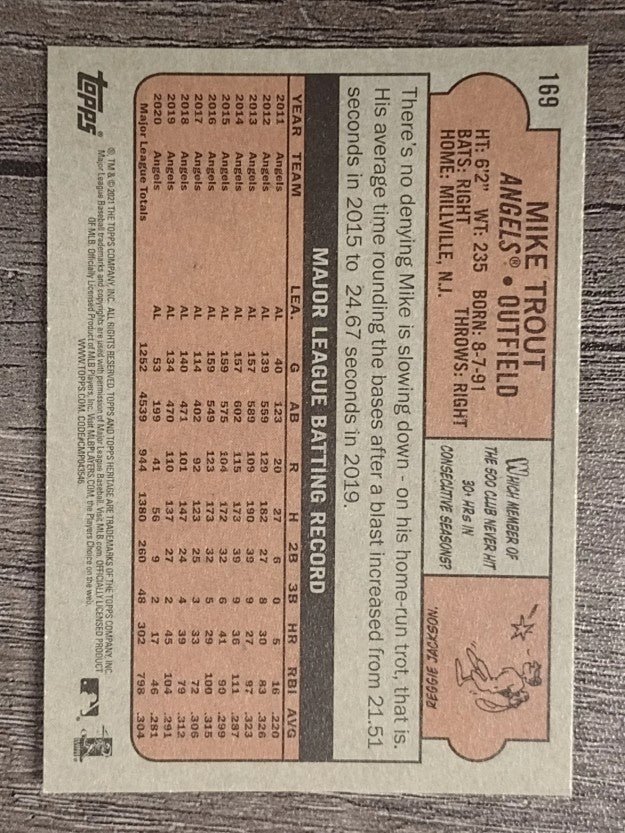 2021 Topps Heritage #169 Mike Trout
