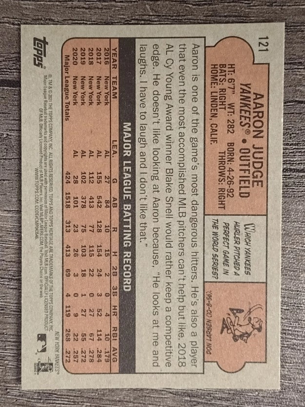 2021 Topps Heritage #121 Aaron Judge